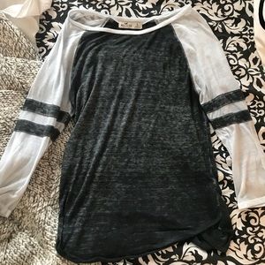 Hollister baseball tee, grey with white sleeves